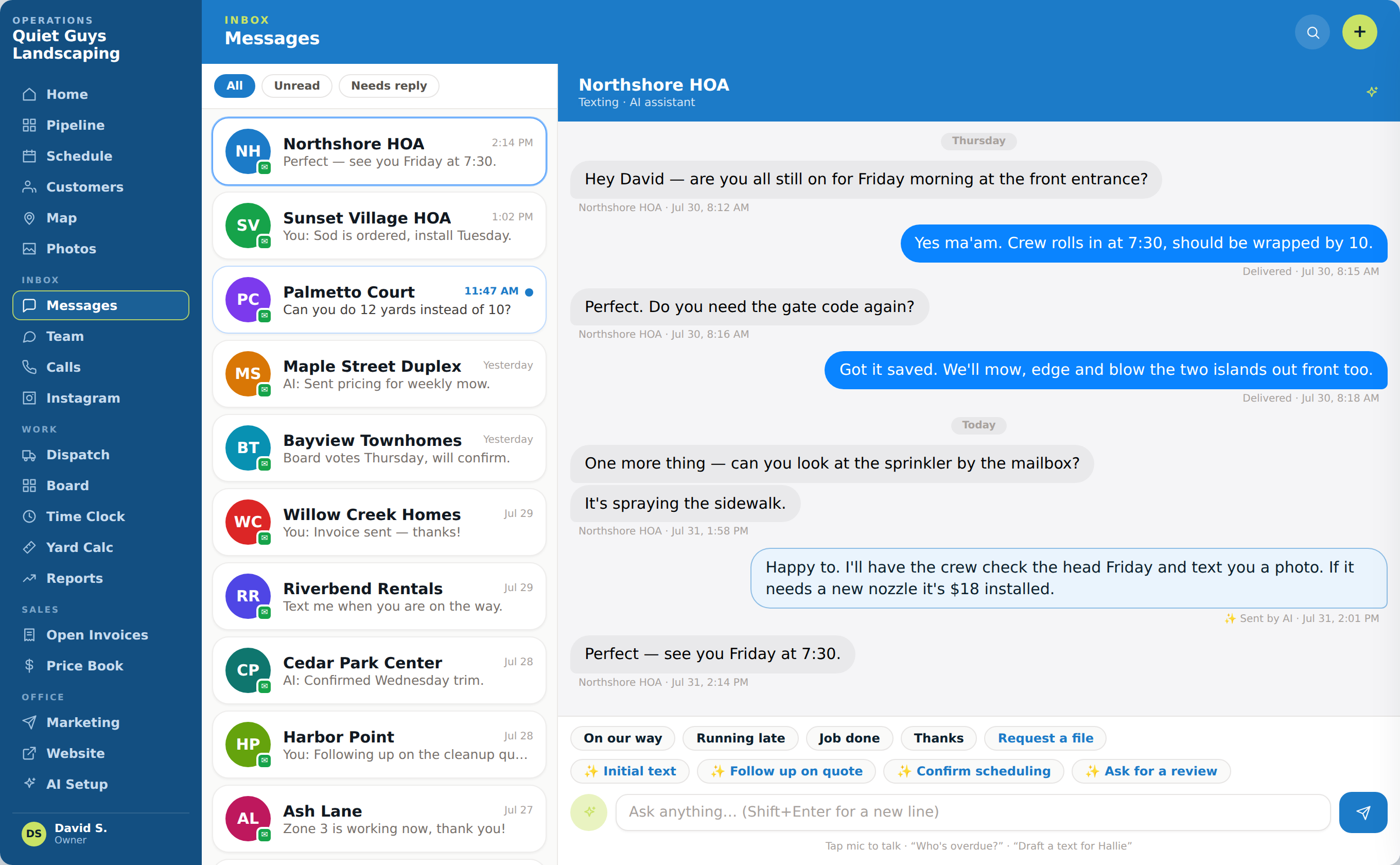 Opsly customer messages